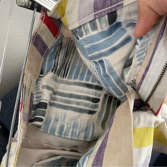 Anthropologie Shorts Anthropologie Rainbow Stripe Chino Shorts white purple - Picture 9 of 10